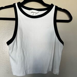H&M White Crop Top with Black Trim